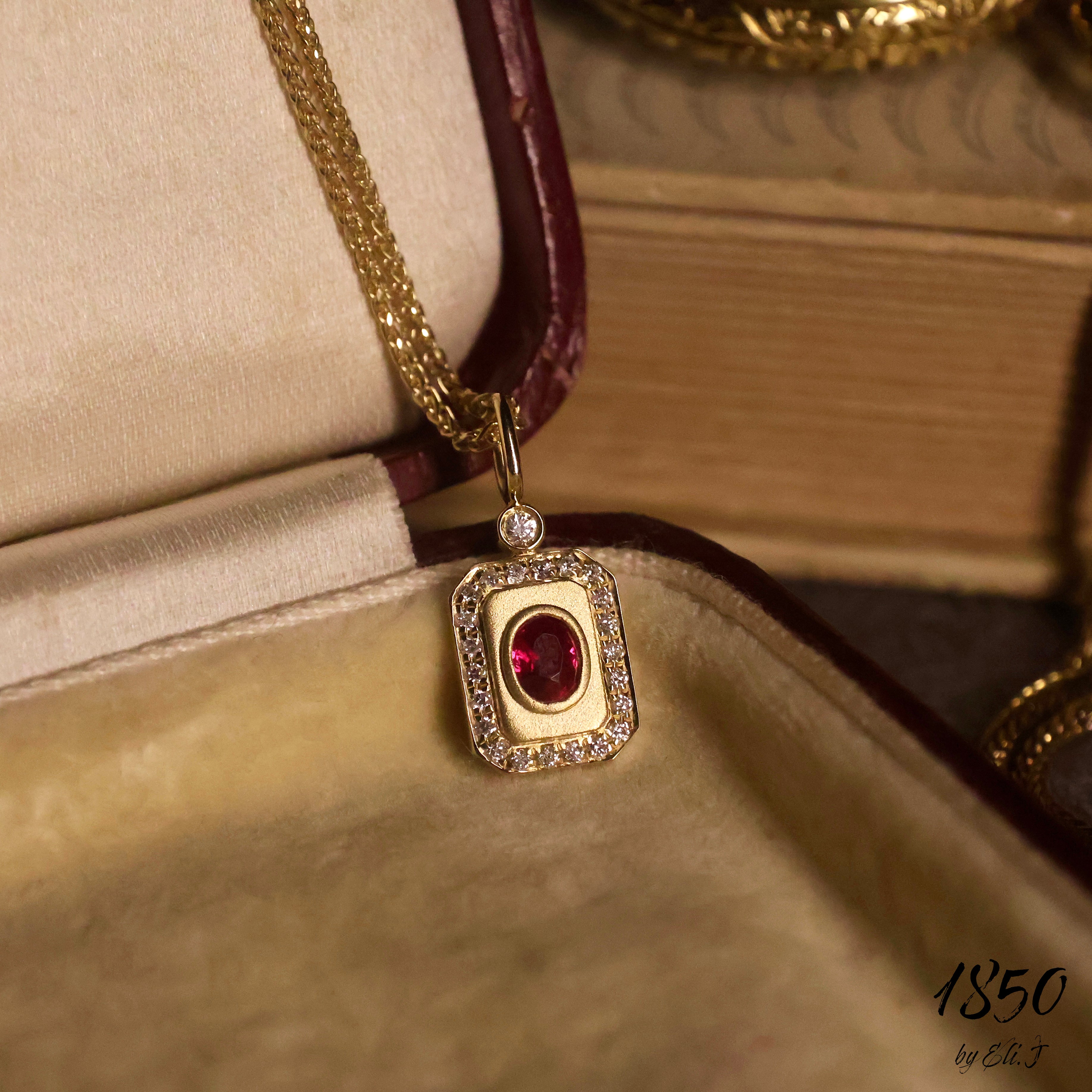 Claire: 18K Yellow Gold Ruby & Diamond Pendant