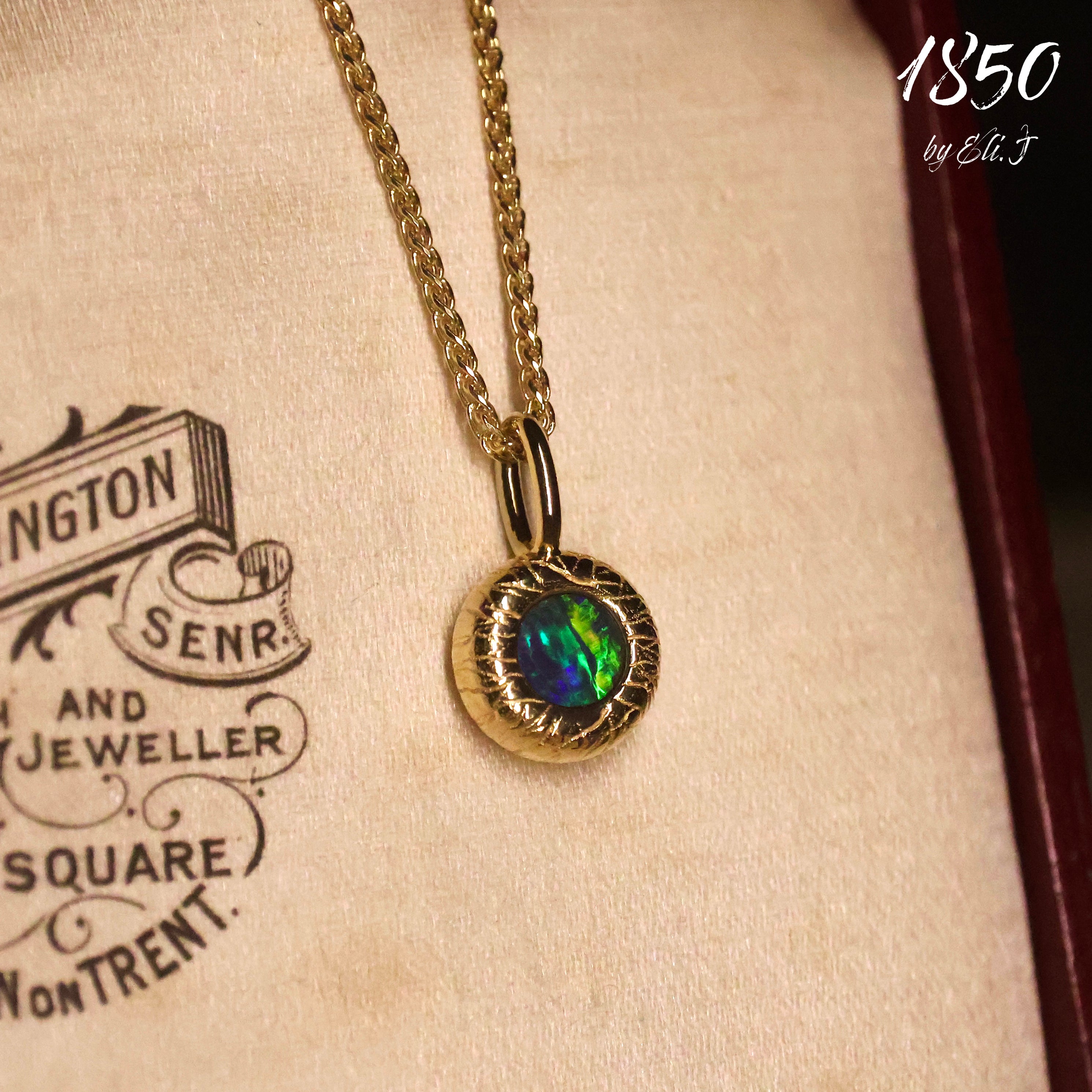 Northern Lights: 18K Yellow Gold Australian Opal Pendant