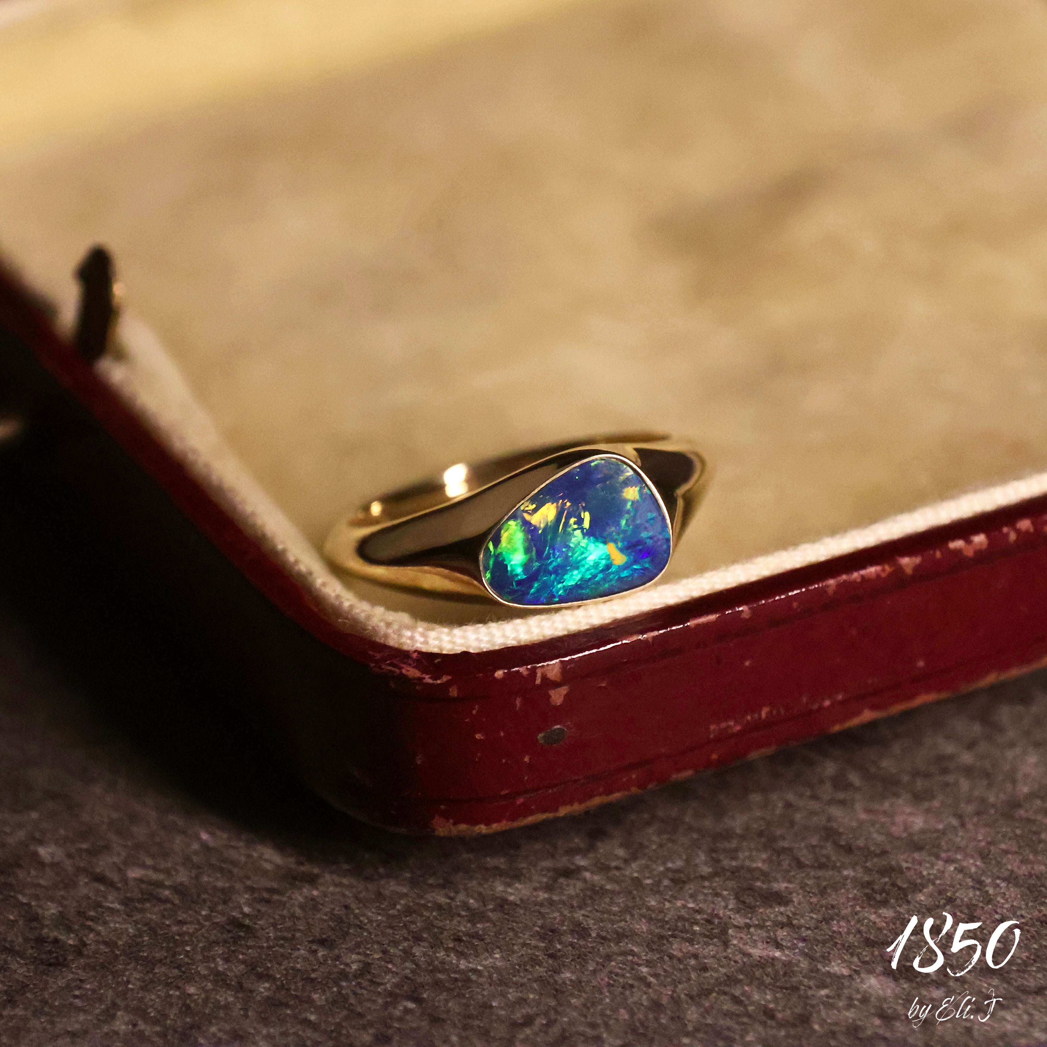 Victoria: 18K Yellow Gold Australian Opal Signet Ring