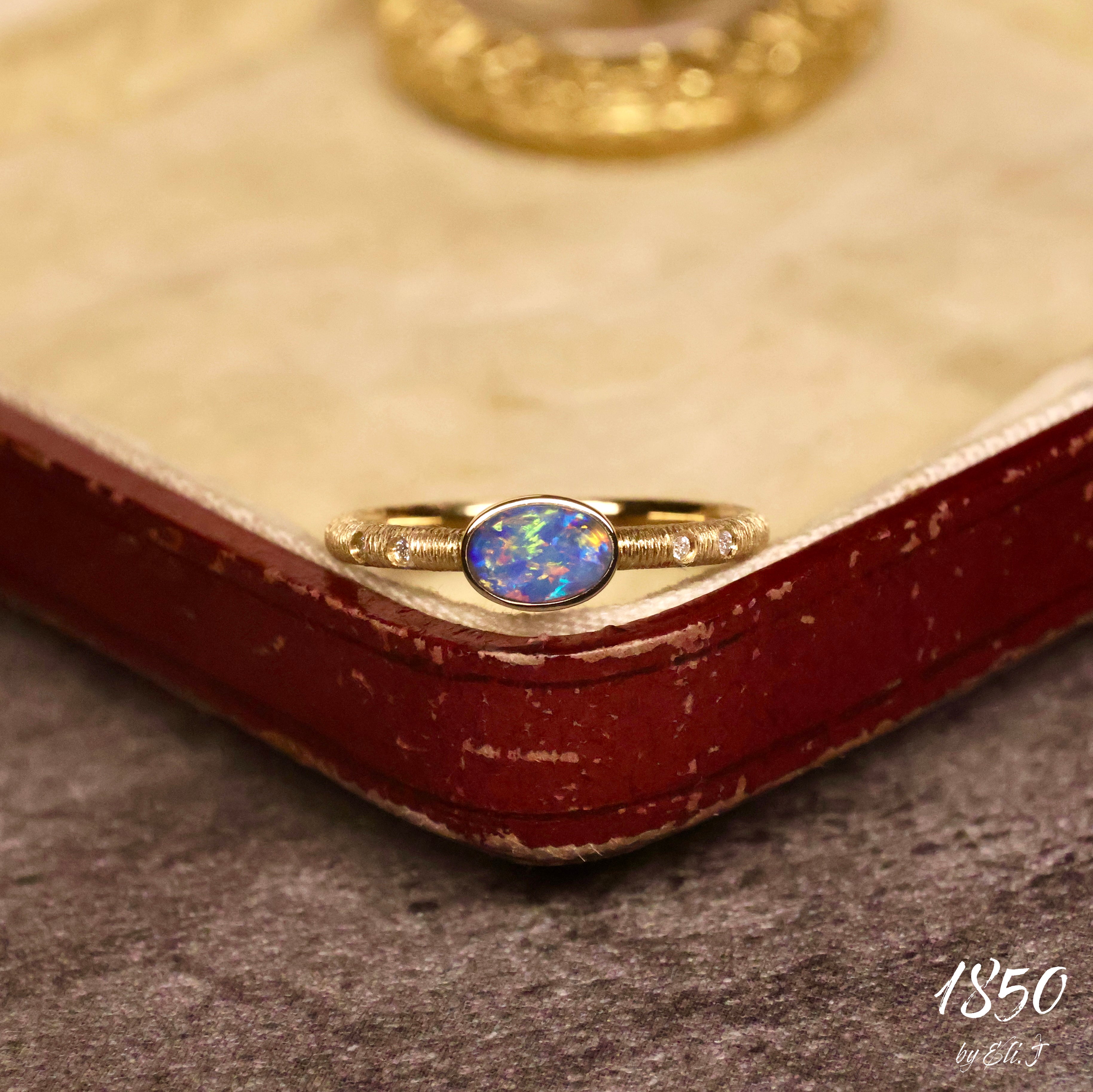 Enchanted: 18K Yellow Gold Australian Opal & Diamond Ring